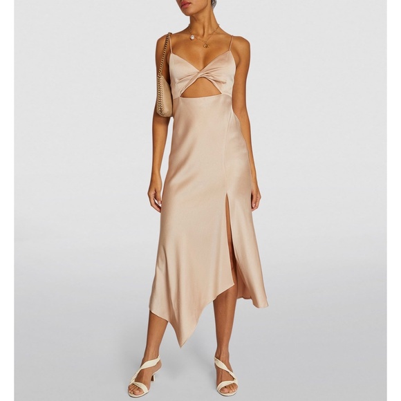 Alice + Olivia Harmony Asymmetric Twist Midi Dress